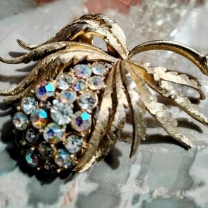 Gold and Silver Insect Brooch with Gemstone Accents